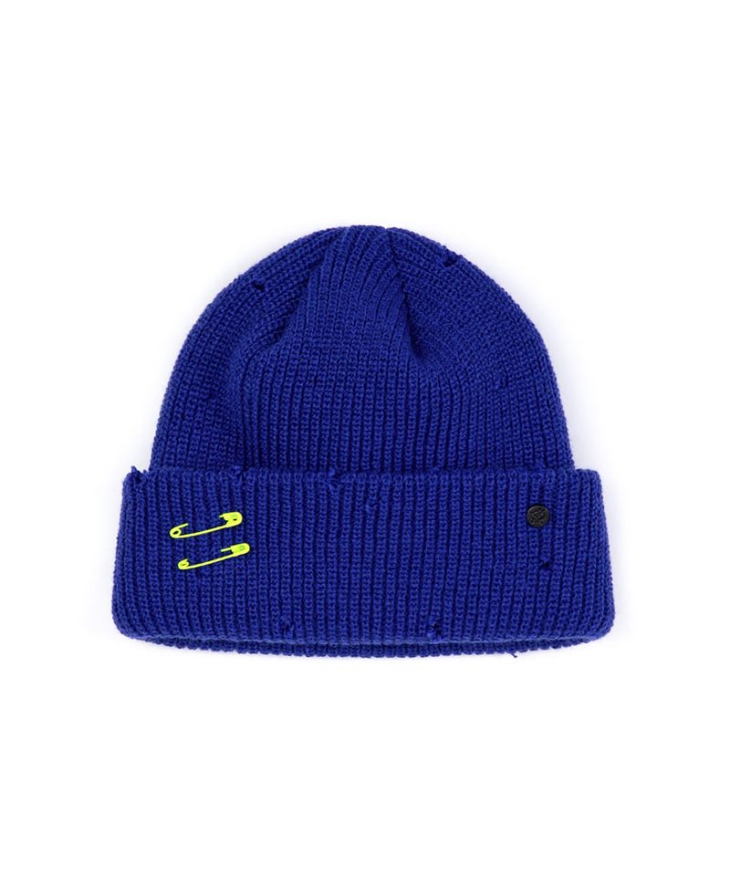BLACKBLOND(ブラックブロンド)の「BBD Ripped Custom Short Beanie (Blue)(Hats)」