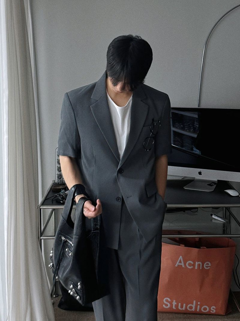 ASCLO Wrinkle Linen Half Sleeve Jacket (2color)