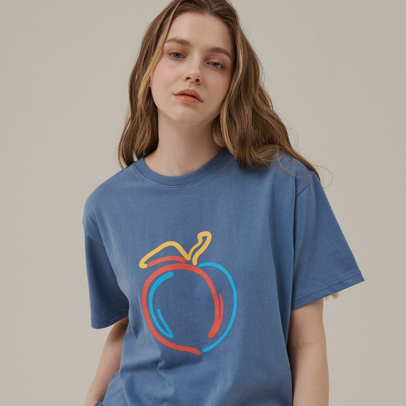 Between A and B(ビットウィーンエーアンドビー)の「RELAXED FIT PEACH PRINT T-SHIRT_BLUE(Tops)」