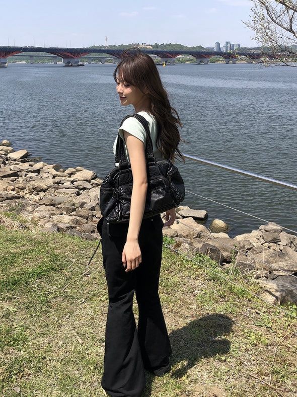Runho Banding Back Pocket Bootcut Pants