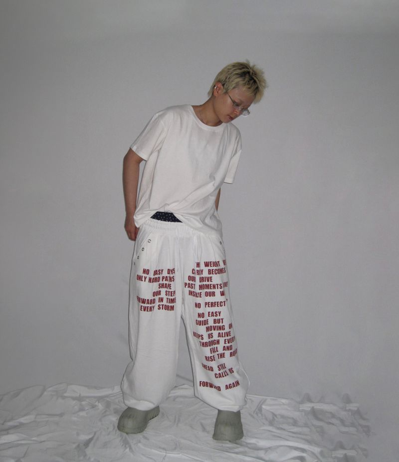Lettering Eyelet Sweatpants(3c)