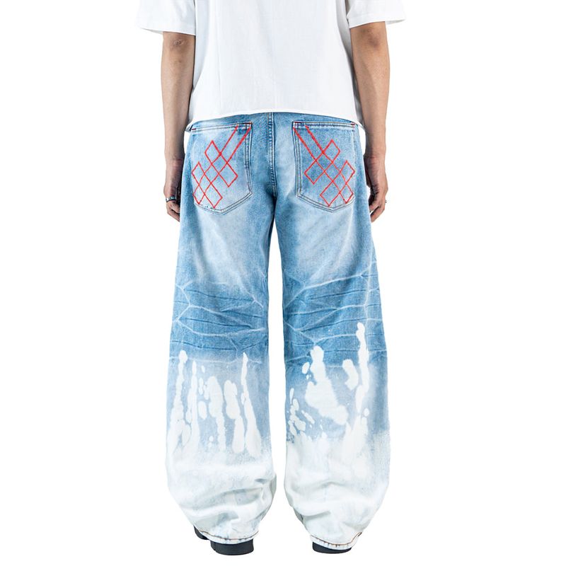 H1 Baggy Tri Biker - Ice Blue Splash - Celana Jeans