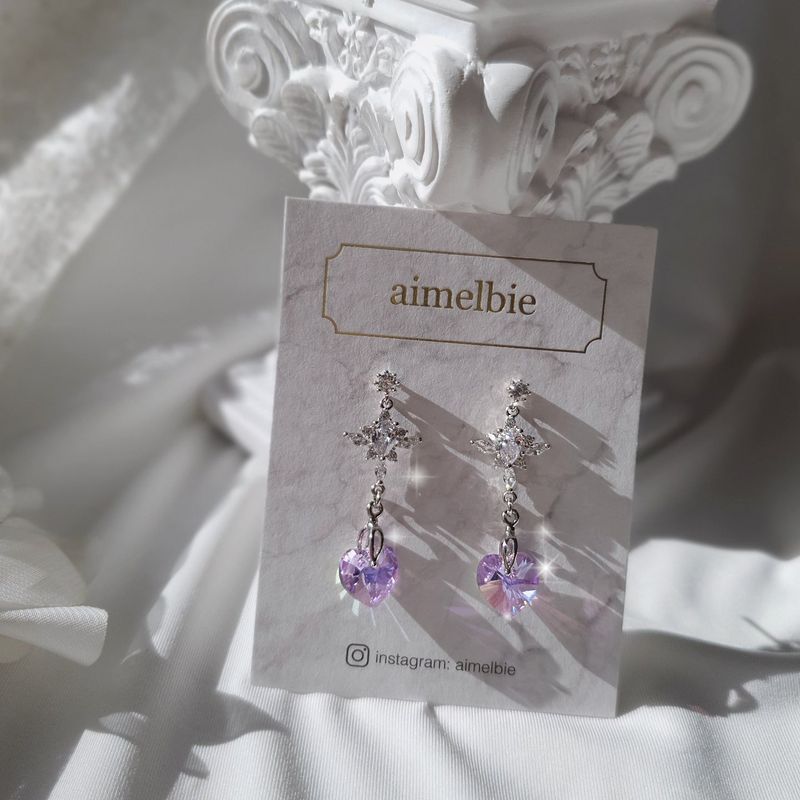 Angelic Heart Crystal Earring - Violet