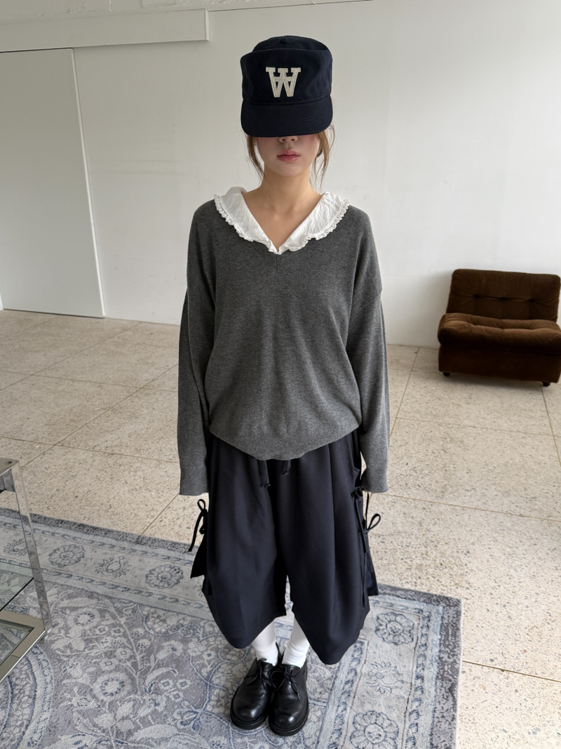 v neck loose knit top
