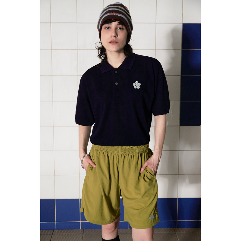 ボタンフラワーPKポロシャツ / NAVY