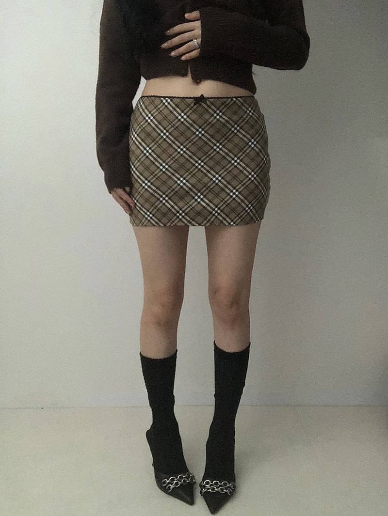 Brown Rose Preppy Skirt
