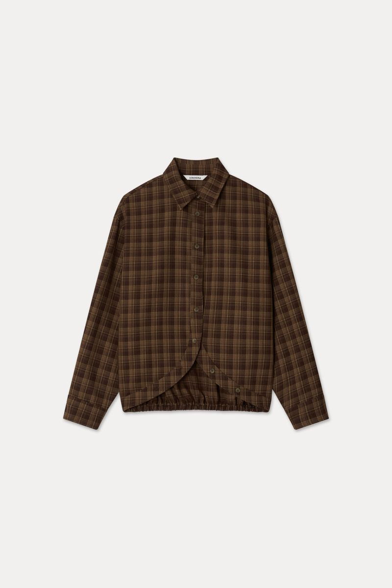Loventina（ラヴェンティナ）の「CURVE CHECK TOP_BROWN（Tops）」