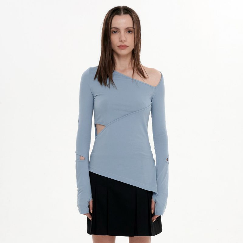 JINJUSE(ジンジュユーズ)の「CUTOUT ZIPPER TOP(SKY BLUE)(Tops)」