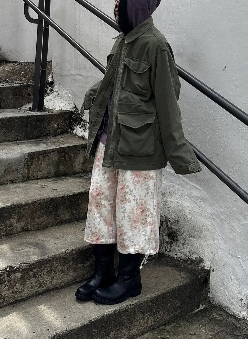 floral sweat crop pants