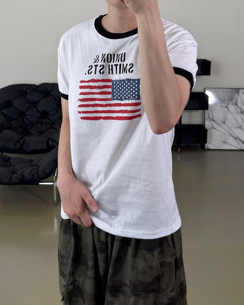 Loue American Flag Ringer Muscle Tee