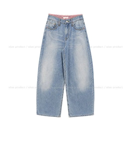 Blush Lace Sagging Denim Pants