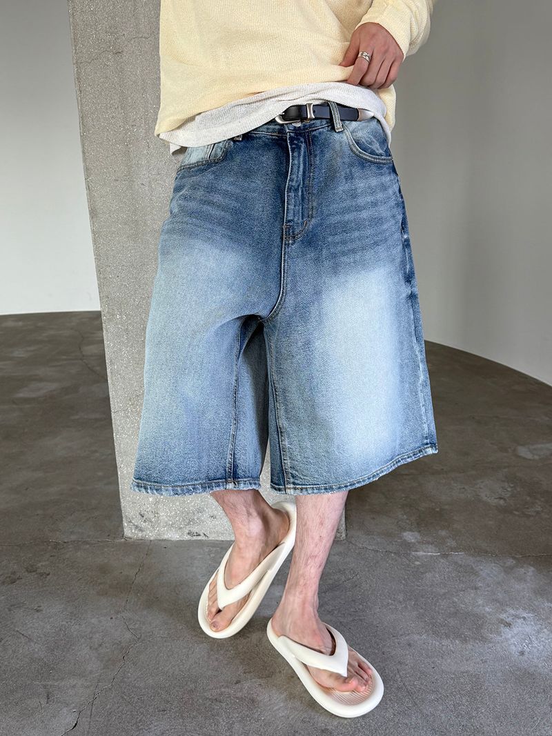 Double back pocket bermuda denim pants(3color)