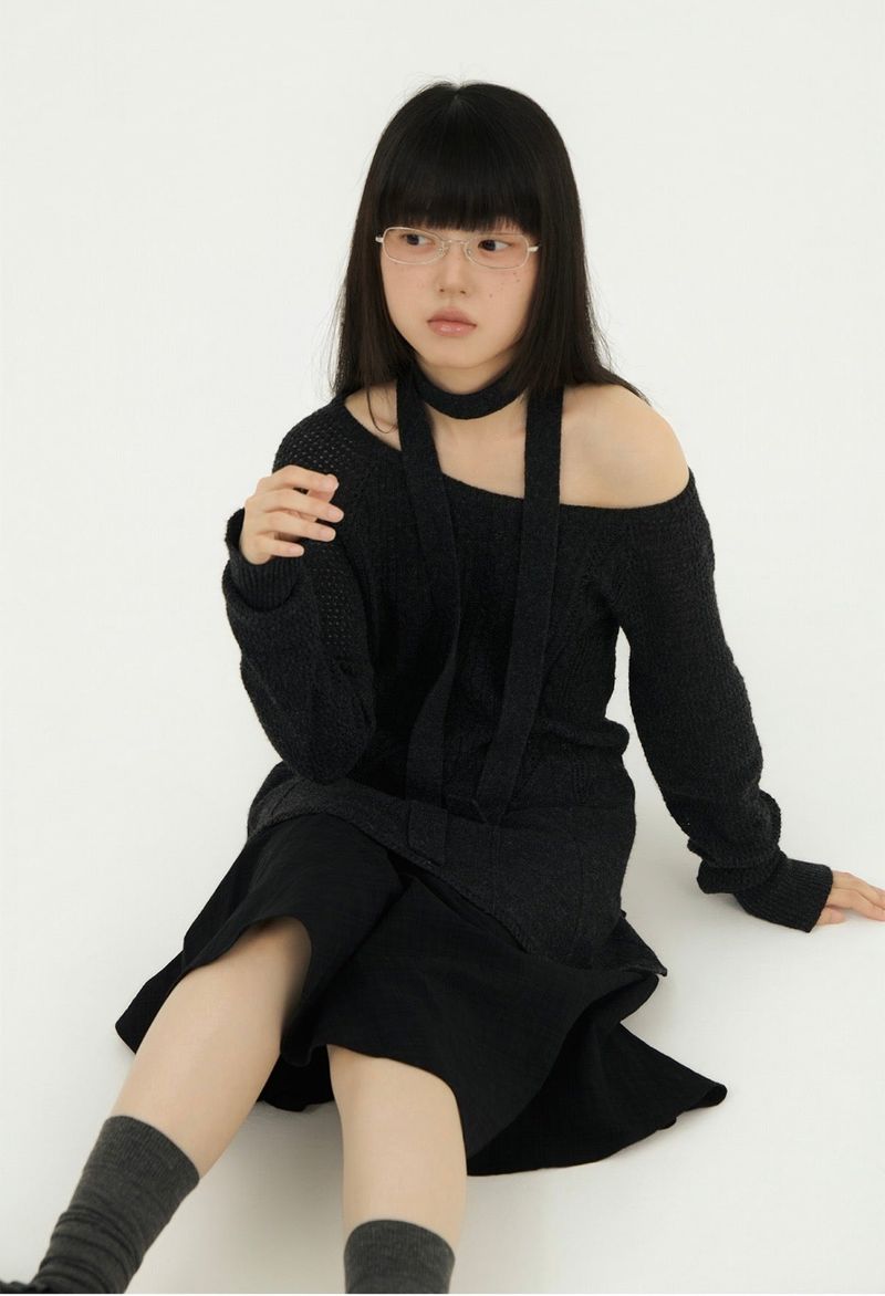 CABLE RECO KNIT OPS CHARCOAL