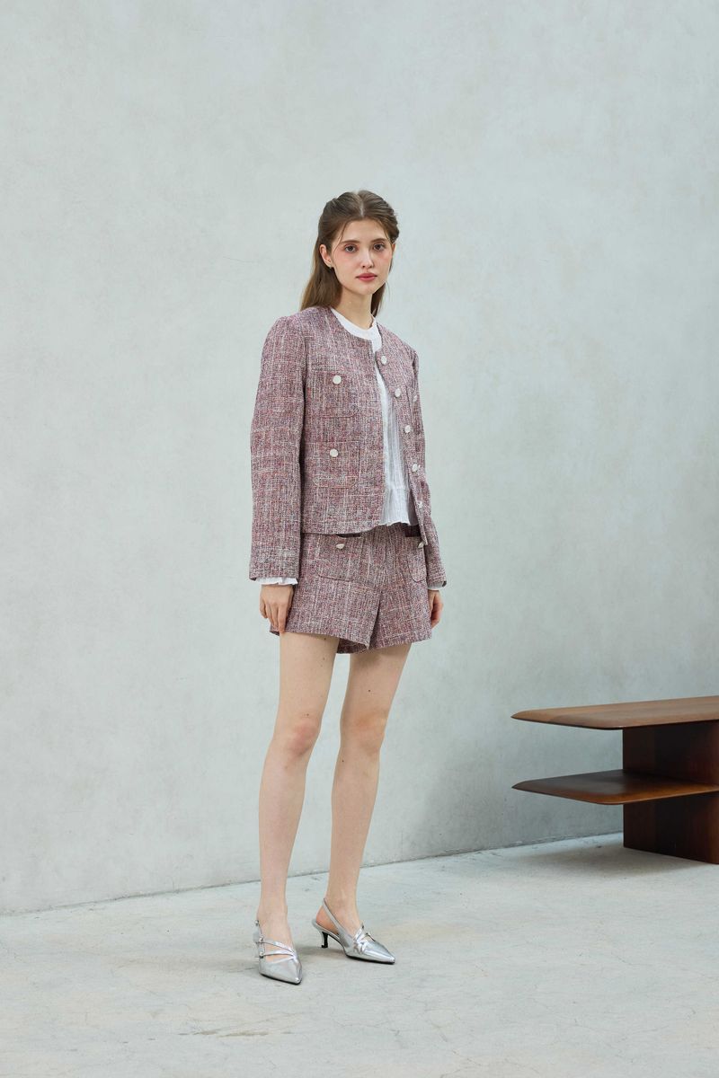 CHERISH TWEED SHORTS PANTS / RED
