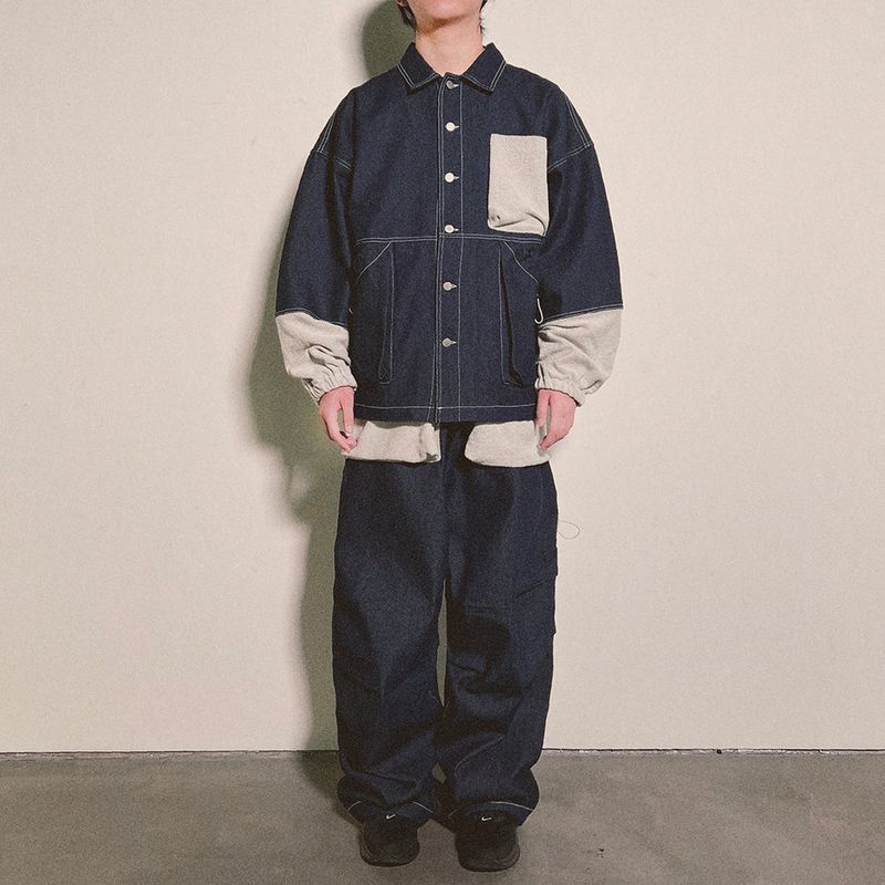 reverse Terry Pocket Denim Jacket_blue