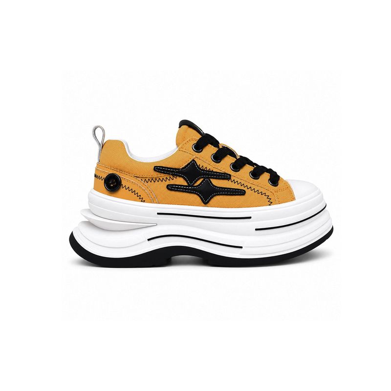 KILLWINNER away from the fire series canvas shoes yellow 7cm height thick-soled casual shoes couple model