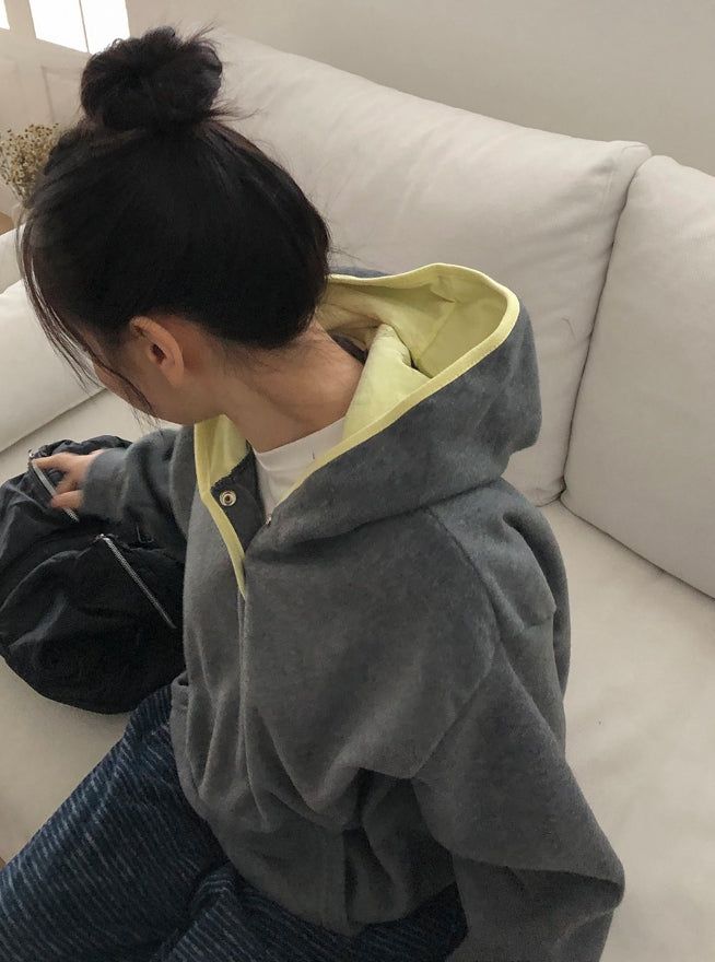 Kinples Color Matching Brushed Hoodie