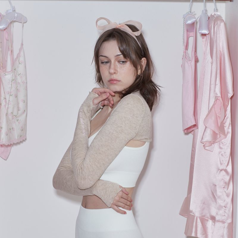 SOFT CREAM LETTERING BOLERO - BROWN