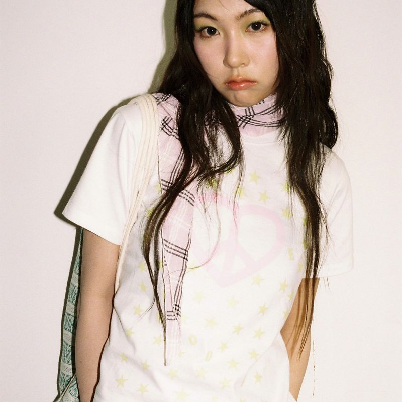 WEBHOUSE（ウェブハウス）の「Heart Peace Star Tee - White（Tops）」