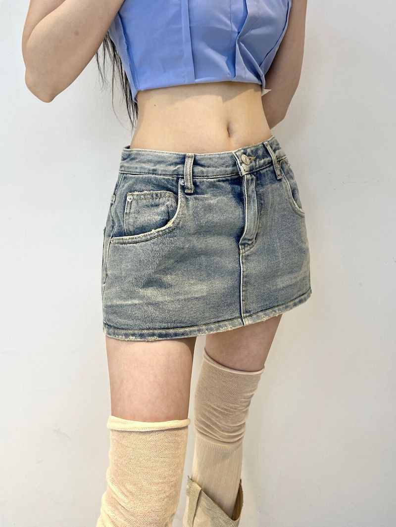Seow（ソウ）の「ウォッシングマイクロデニムスカ－トパンツ（スカート）」