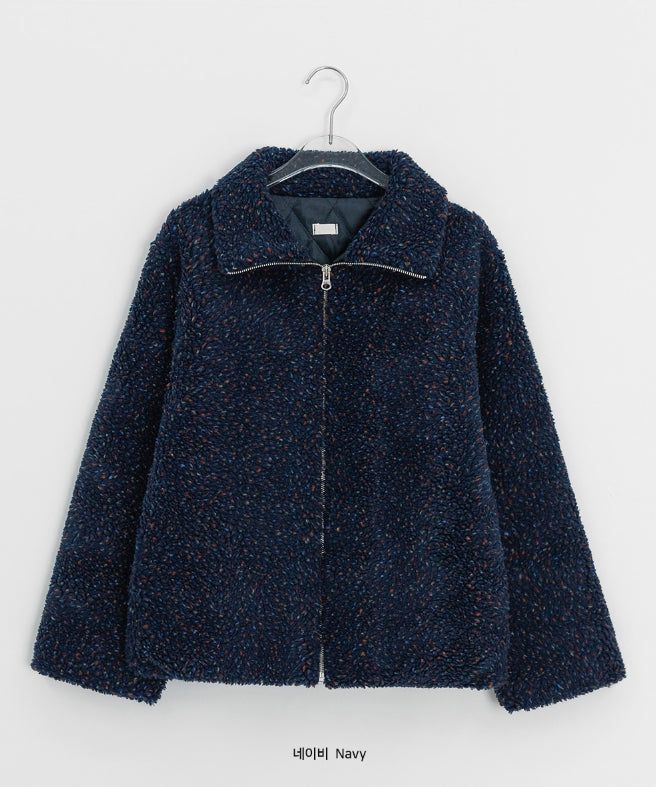 Tumbab Wool Collar Quilted Fleece Jumper