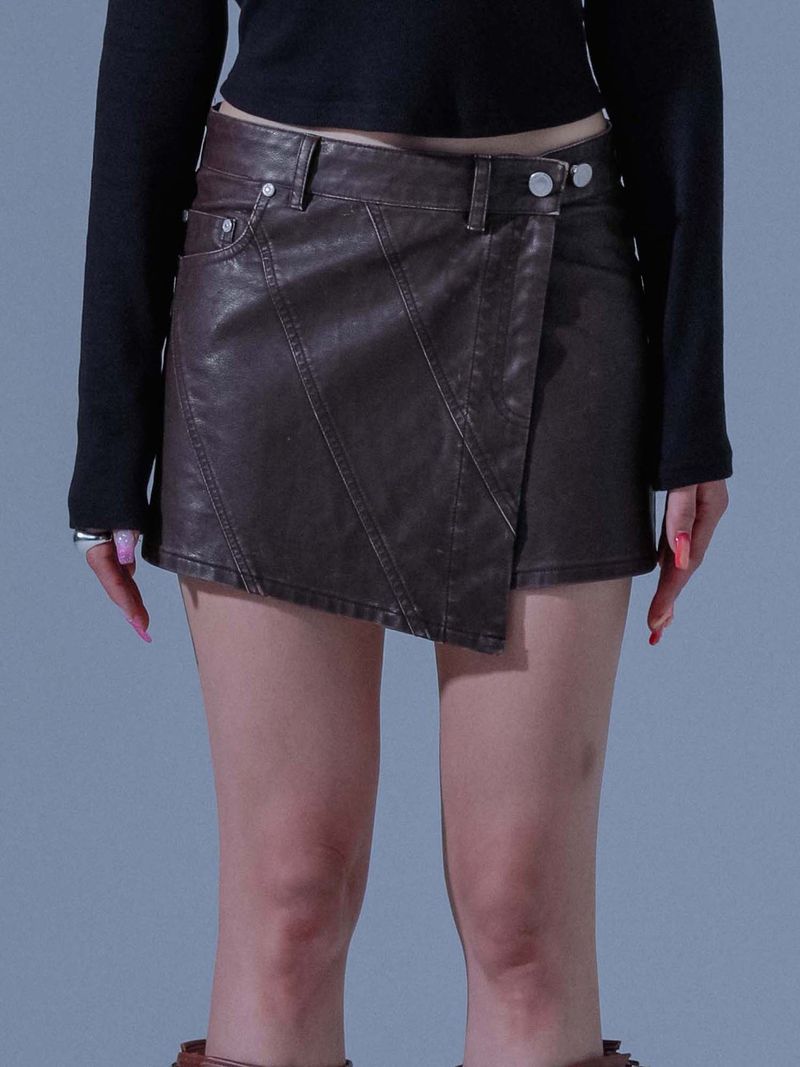 DILETTANTISME（ディレッタンティズム）の「Pigment Vintage Vegan Leather SKIRT (BR)（Skirts）」