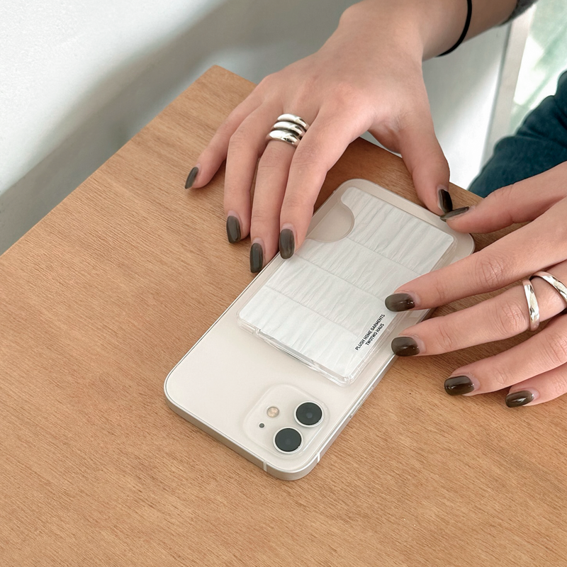 shirring card holder - white