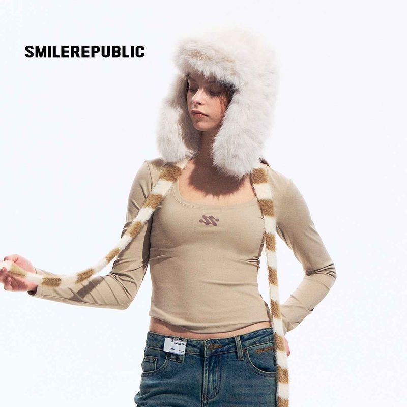 SMILEREPUBLIC（スマイルリパブリック）の「ブラウングレー スリムフィット ナイロン スパンデックス 長袖トップ レディース（トップス）」
