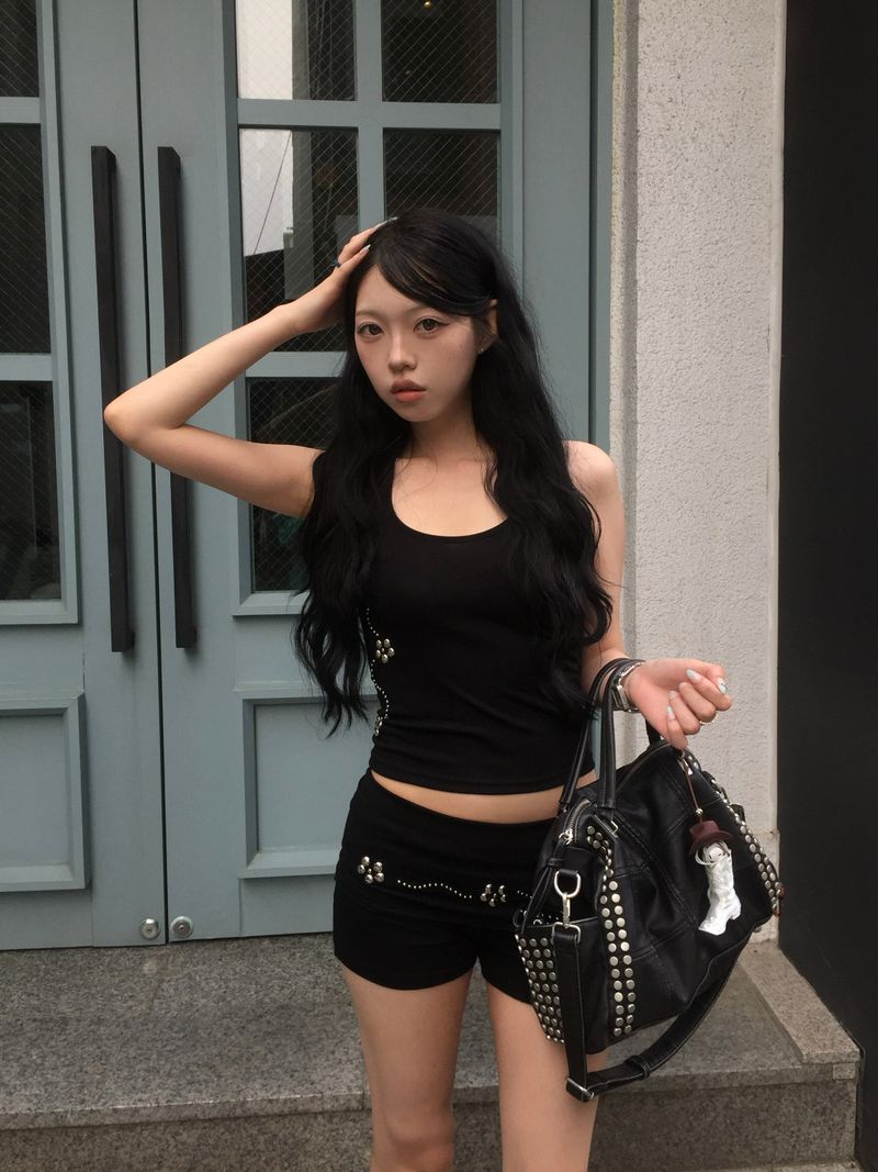 Flower Stud Fold Shorts(Skirt)