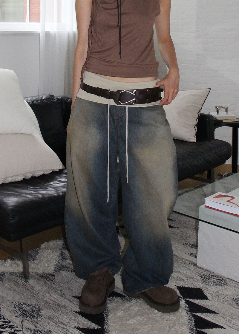 eon（イオエン）の「RIB FOLDING VINTAGE DENIM（Pants）」