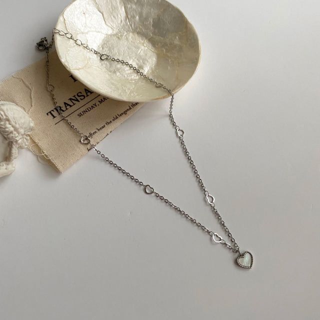 hhr Heart chain mother-of-pearl necklace