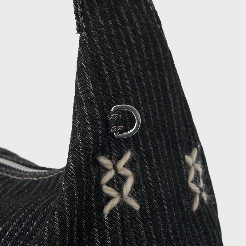 Denim Hobo Bag (Black)