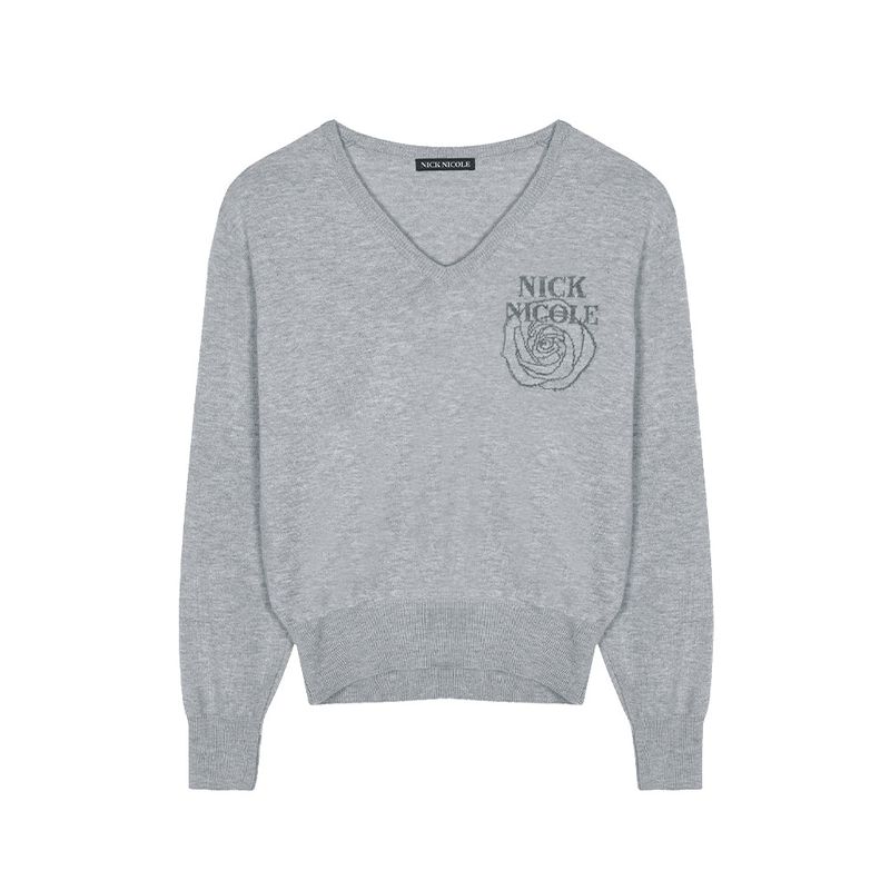 NICOLE MINI ROSE JAQUARD KNIT_GRAY