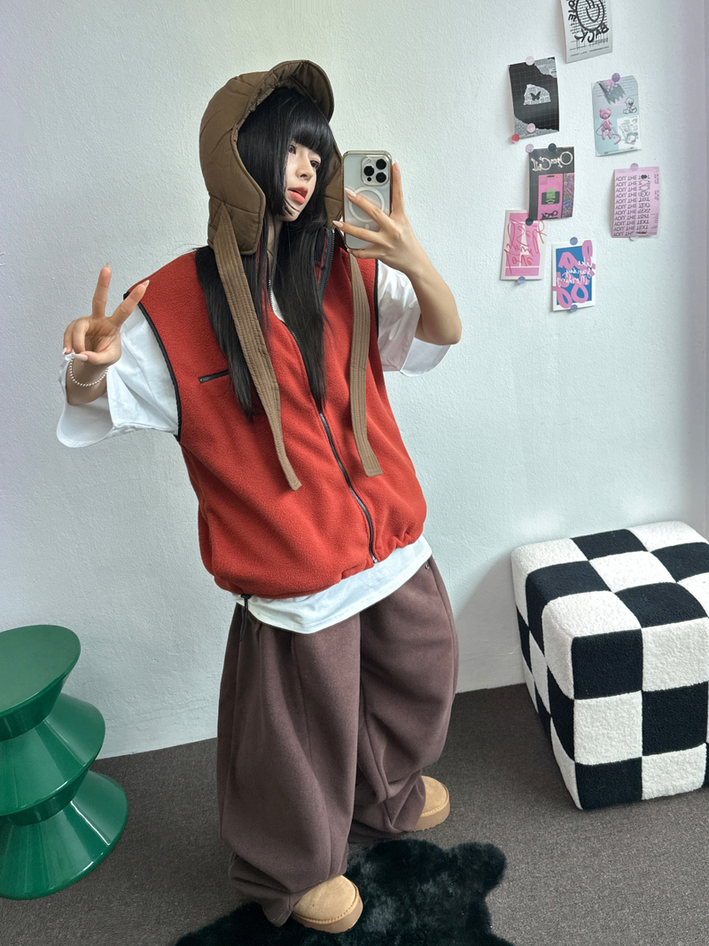 BOTH-SIDES FLEECE SNAP LONG PANTS 🧸🩵🤍6COLOR