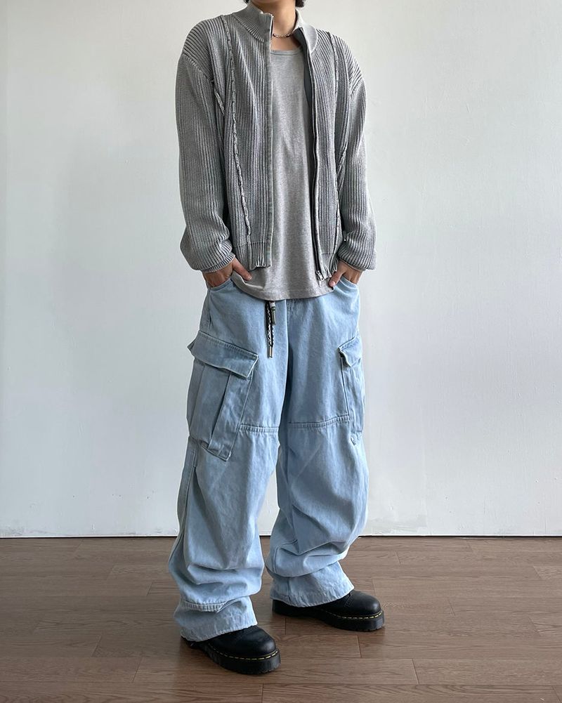 Curve Pigment Knit Zip-Up