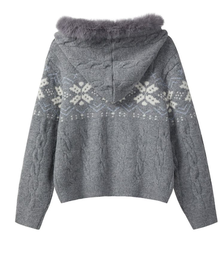 Nella Nordic Fur Knit Zip-Up