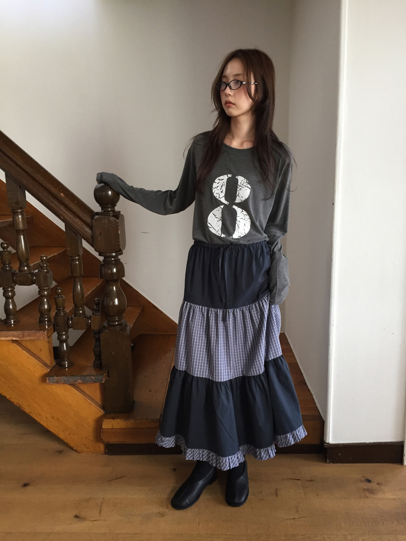 Caro Patchwork Long Skirt (2color)