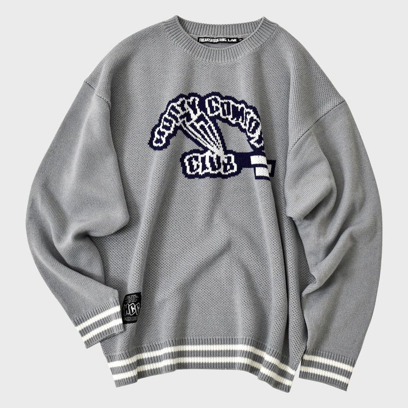 freakishbuilding(フリーキッシュビルディング)の「SMILING EYES KNIT SWEATER (GREY)(Tops)」