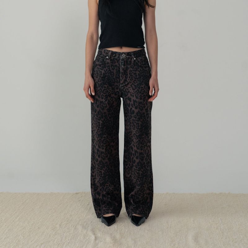 LEOPARD WIDE PANTS (WINE)