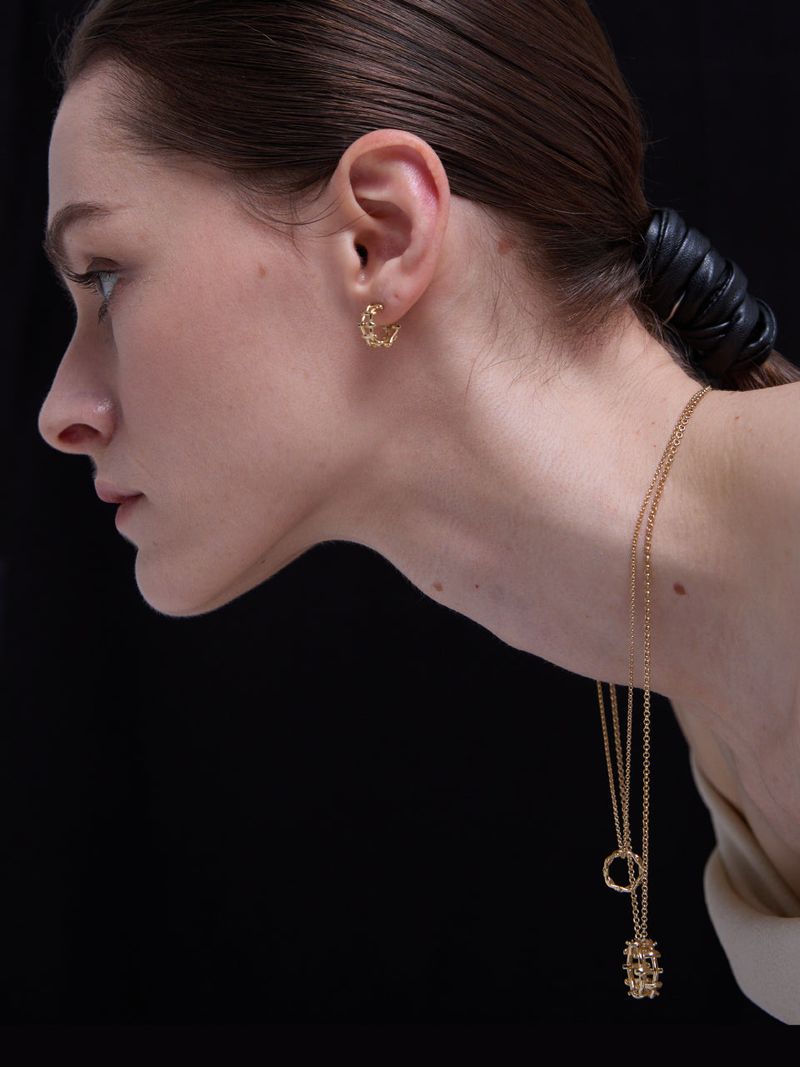 Multi Hash Tag Large Hoop Earrings (Gold)