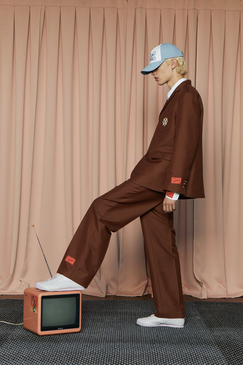 HOUND TOOTH CHECK PANTS / NAVY&ORANGE