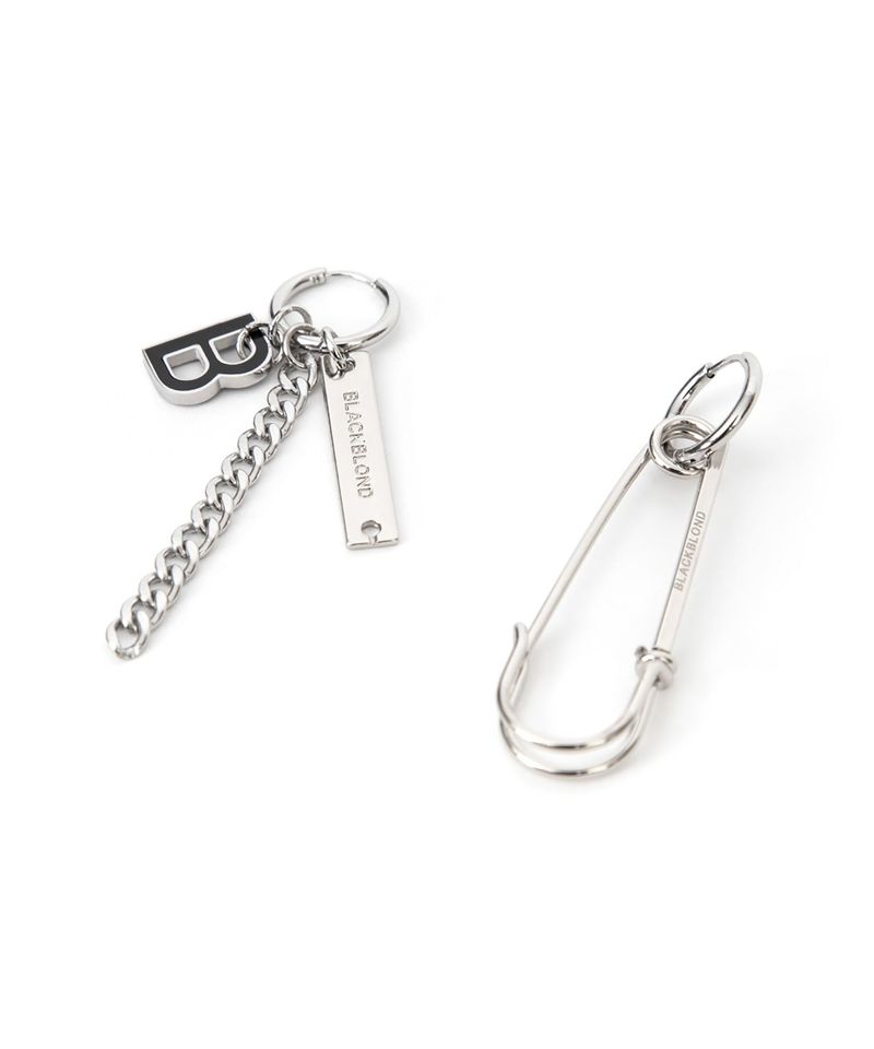 BLACKBLOND（ブラックブロンド）の「ロゴ＆セイフティーピンピアス１セット (Silver)（アクセサリー）」