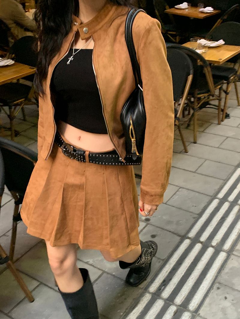 [MADE] rump suede pintuck mini skirt