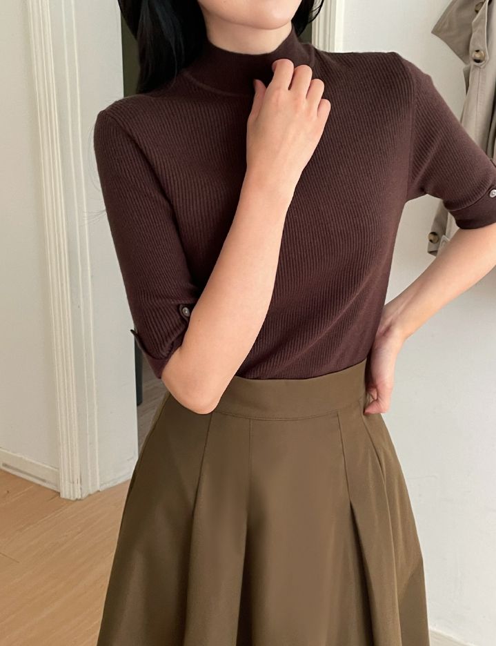 Shani Half-Neck Rolled-Up Sleeve Knit