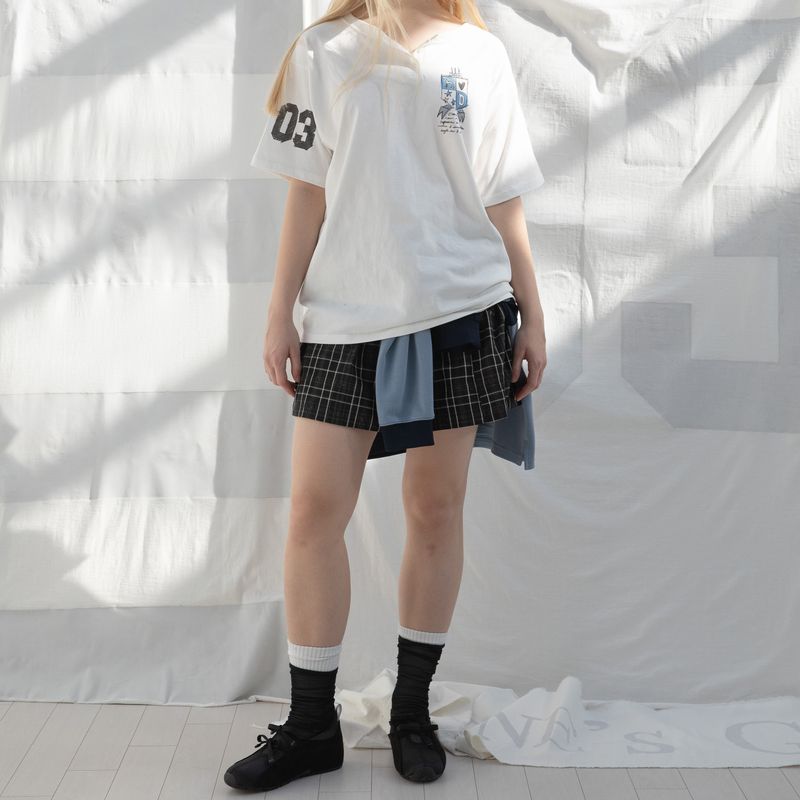 SMOCKING BALLON SKIRT (BLACK CHECK)