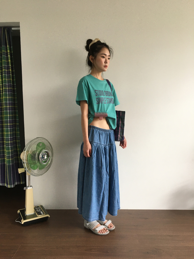 Mori denim long skirt (1color)