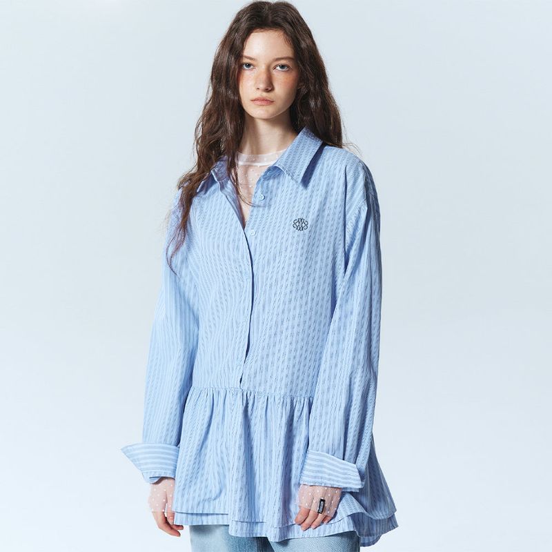 NICK&NICOLE（ニック＆ニコール）の「TAILORED PLEATS STRIPE SHIRTS_SORA（Tops）」