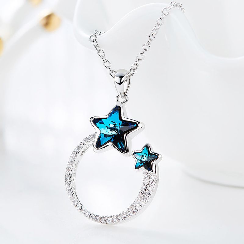 Blue Star Crystal Cubic Necklace