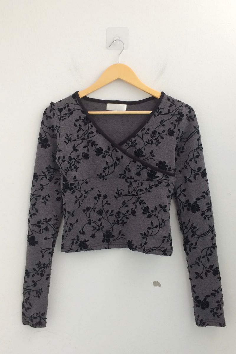 Floral cross-neck top