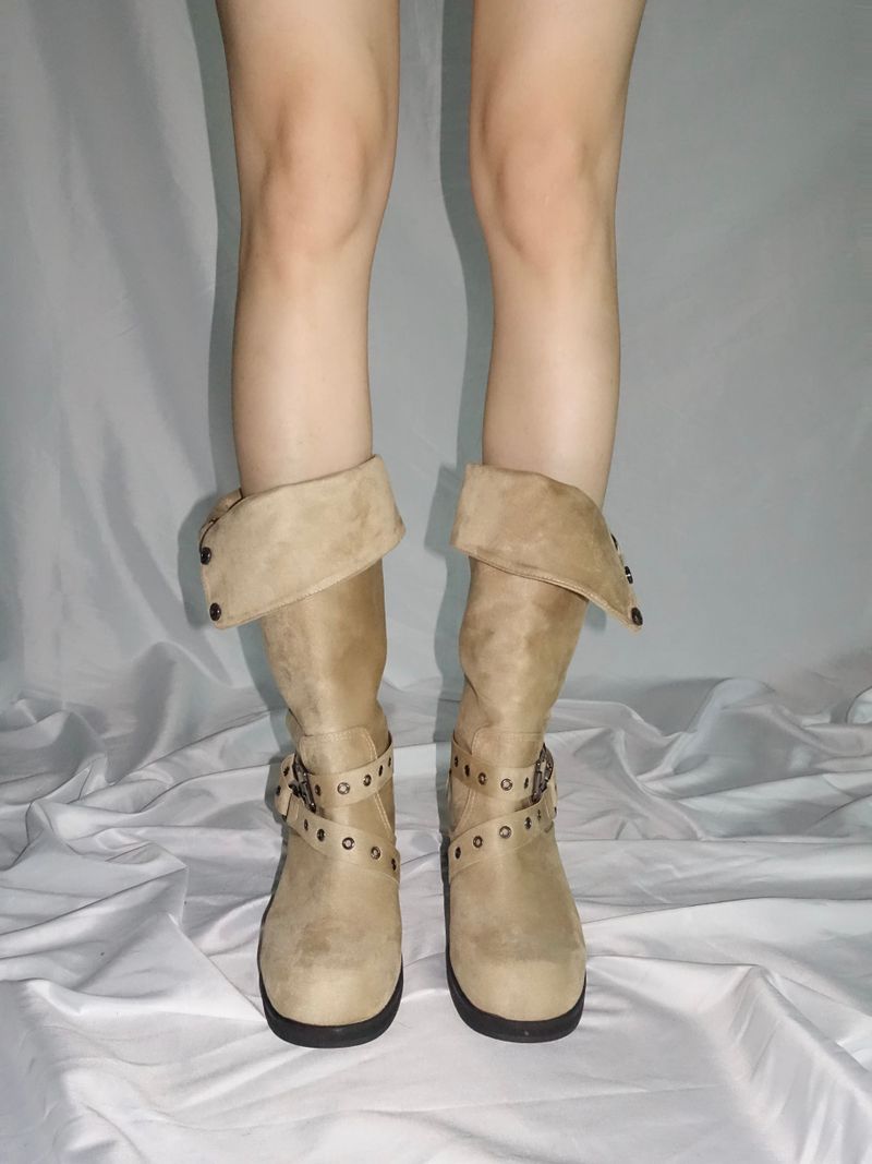 2way button folding boots